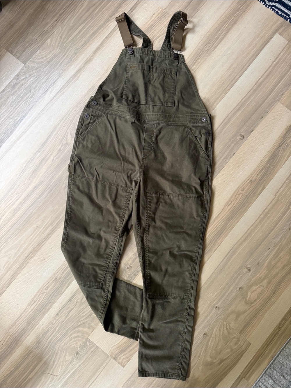 REI Olive Cargo Overalls with Utility Pockets
